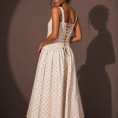 Embellished Polka Dot Midi Dress