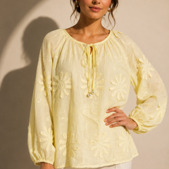 Embroidered Floral Peasant Blouse