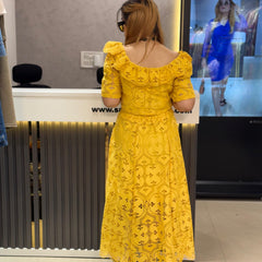 Embroidered Off-Shoulder Two-Piece Set