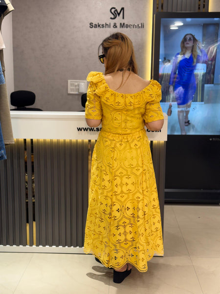 Embroidered Off-Shoulder Two-Piece Set