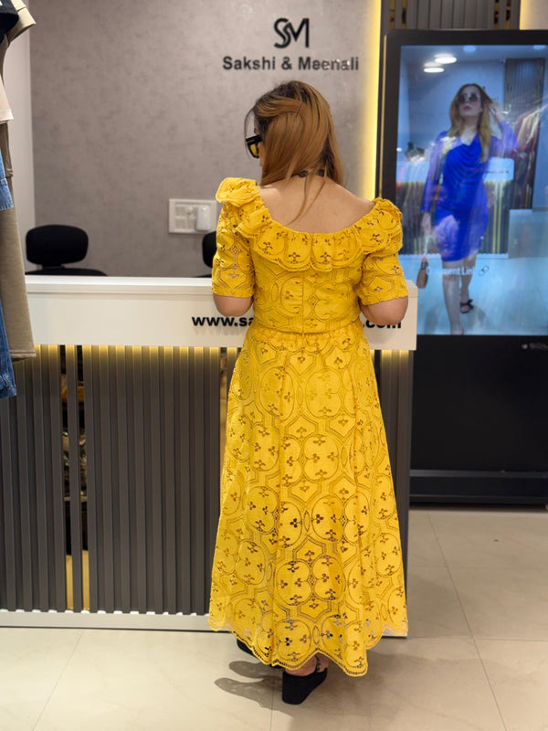 Embroidered Off-Shoulder Two-Piece Set