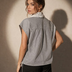 Lace Panel Sleeveless Shirt