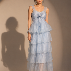 Midi Dress with Embellished Neckline