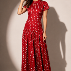 Polka Dot Tiered Midi Dress