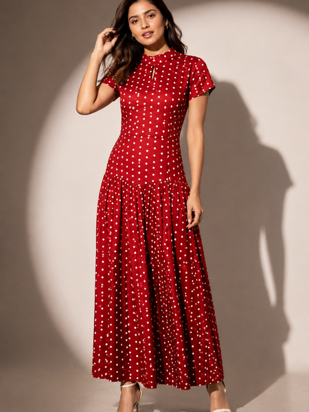 Polka Dot Tiered Midi Dress