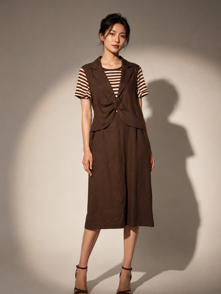 Layered Waistcoat Midi Dress