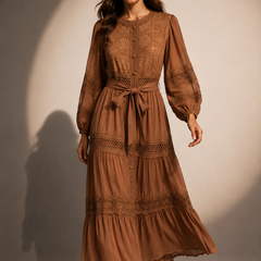 Embroidered Tiered Midi Dress