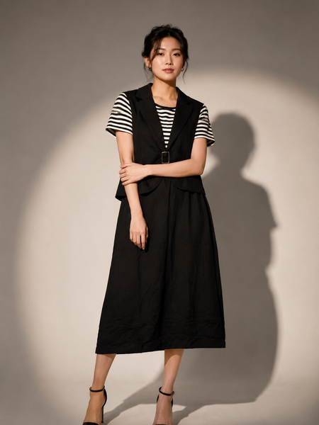 Layered Waistcoat Midi Dress