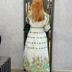 FLORAL BORDER MIDI DRESS