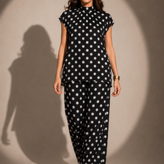 Polka Dot High-Neck Co-Ord Set