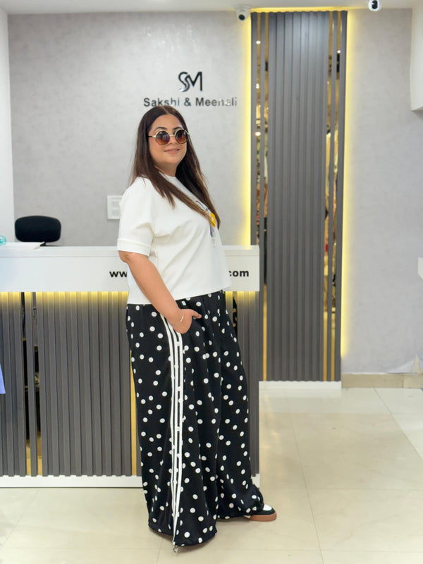 Polka Dot Wide-Leg Trousers w