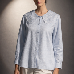 Textured Shirt with Embroidered Collar