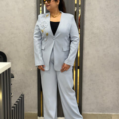 TAILORED BLAZER AND WIDE-LEG TROUSERS SET
