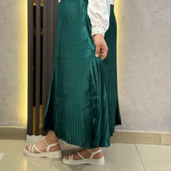 Luxury Satin Pleated Midi Skirt