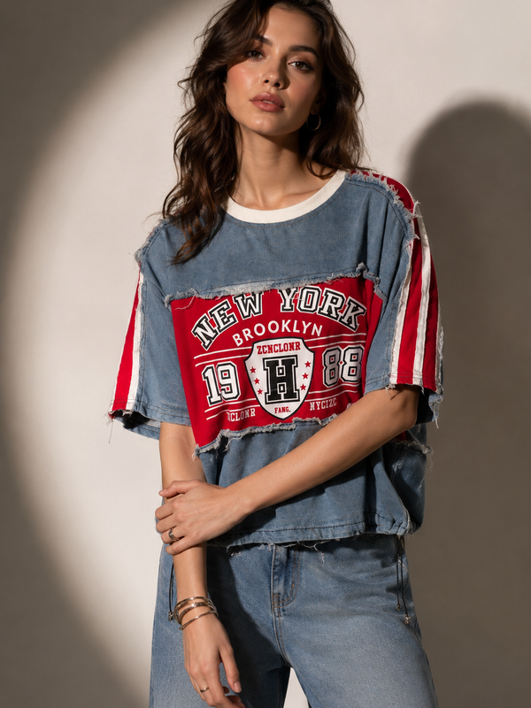 Oversized Slogan Panel T-Shirt