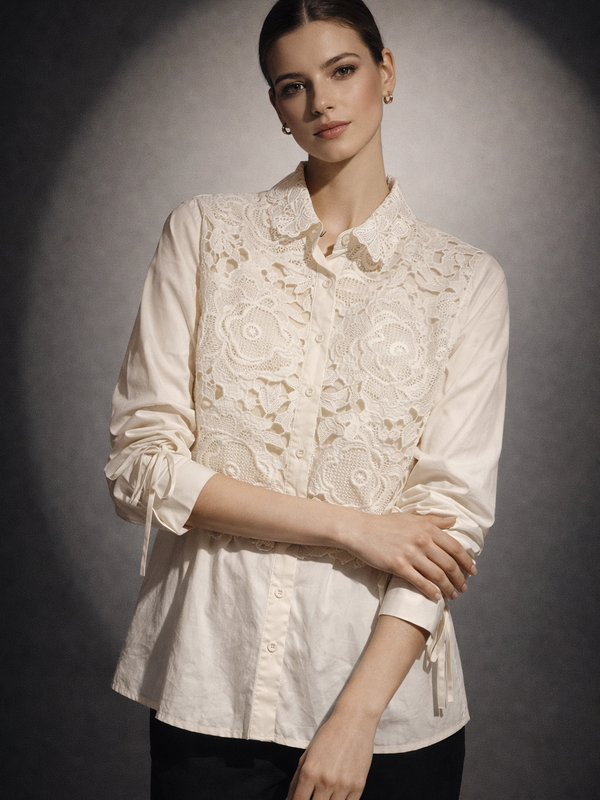 Lace Panel Structured Shirt