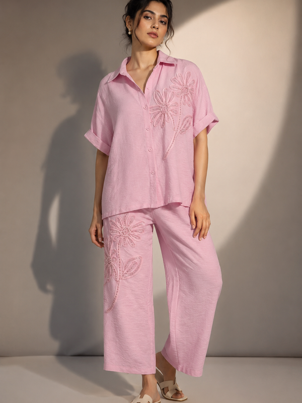 Floral Embellished Relaxed Co-Ord Set
