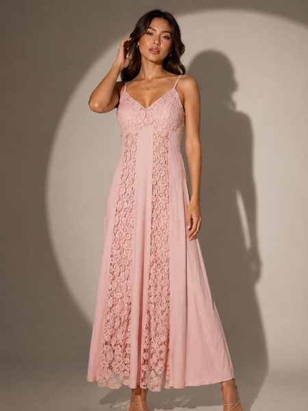 Lace Panel Midi Dress