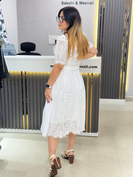 Embroidered Lace Co-Ord Set with Cropped Jacket