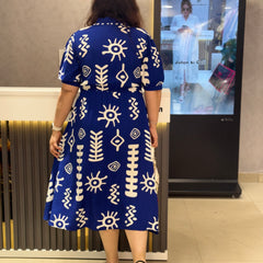 Printed Midi Dress with Flared Silhouette