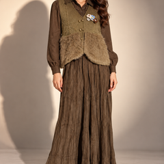 Textured Knit Vest & Pleated Dress Set