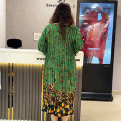 Pleated Printed Midi Dress