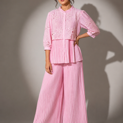 Pleated Embroidered Co-Ord Set