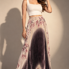 Floral Pleated Maxi Skirt