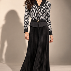 Pleated Knit Belted Maxi Dress