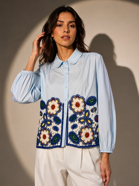 Floral Lace-Panel Shirt