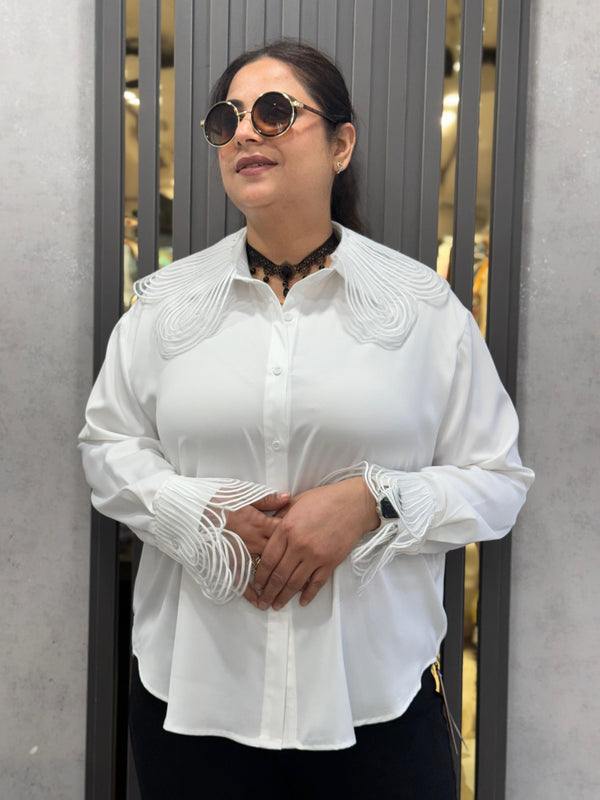 Textured Statement Collar Shirt