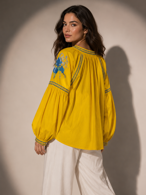 Embroidered Peasant Blouse