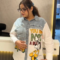 Patchwork Graphic Denim Shirt
