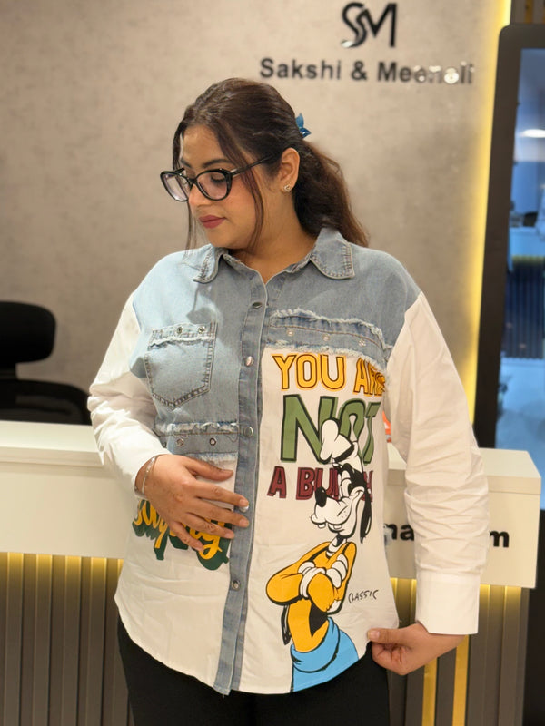 Patchwork Graphic Denim Shirt