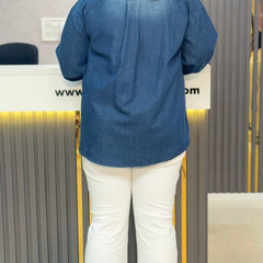 Embellished Oversized Denim Shirt