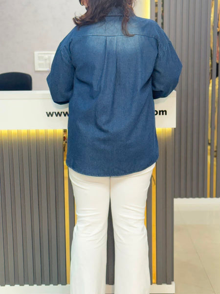 Embellished Oversized Denim Shirt