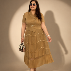 Pleated Tailored Maxi Dress