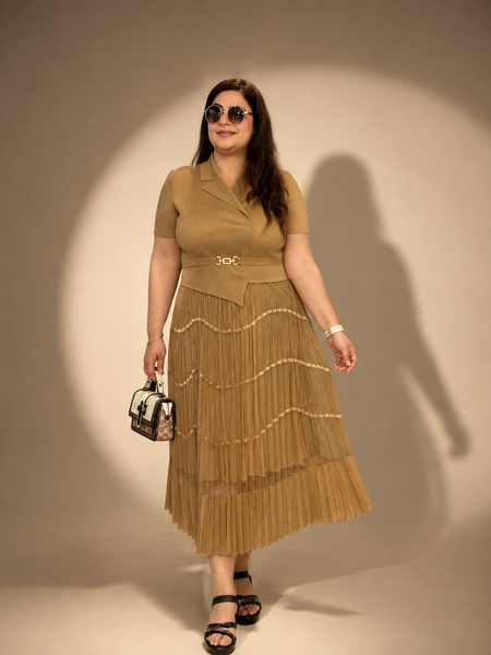 Pleated Tailored Maxi Dress
