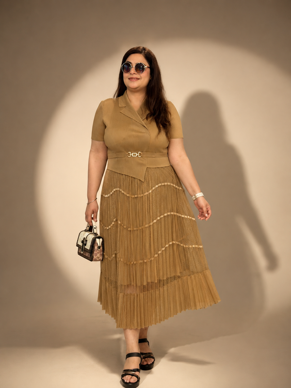 Pleated Tailored Maxi Dress
