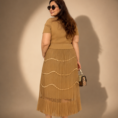Pleated Tailored Maxi Dress