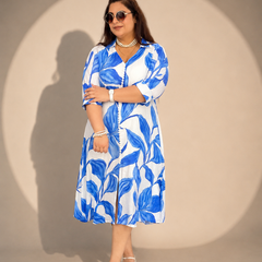 Printed Floral Dress With Button Detail ￼