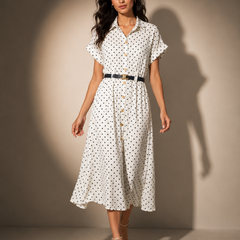 Polka Dot Belted Shirt Dress