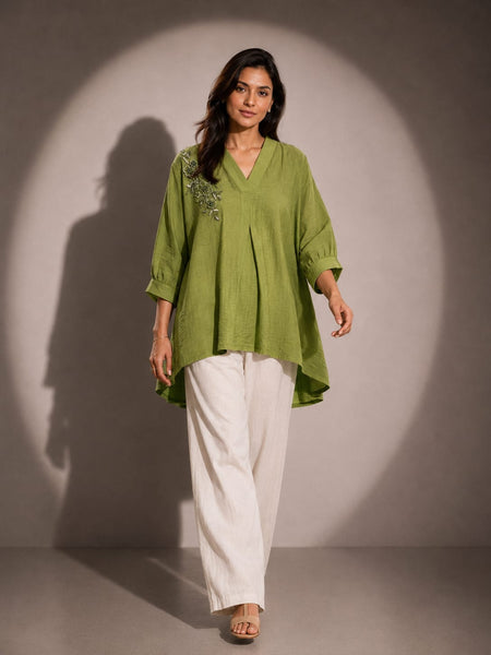 Embroidered Asymmetric Top
