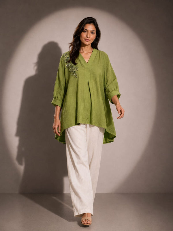 Embroidered Asymmetric Top