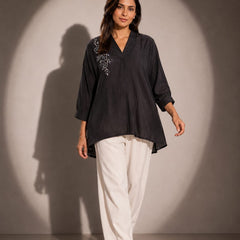 Embroidered Asymmetric Top