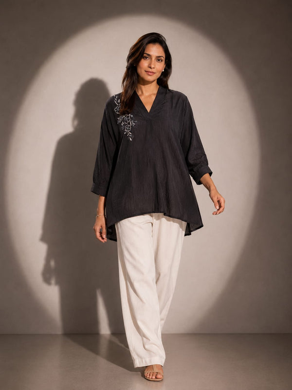 Embroidered Asymmetric Top