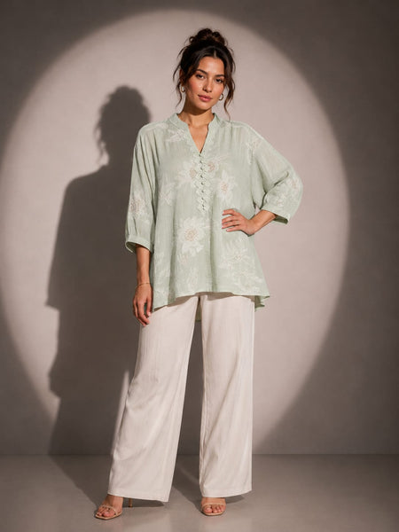 Floral Embroidered Relaxed Top