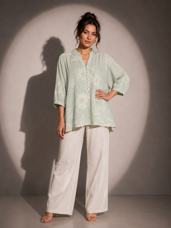 Floral Embroidered Relaxed Top