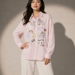 Illustrated Oversized Poplin Shirt
