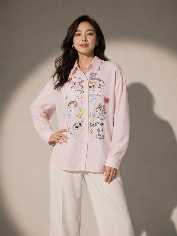 Illustrated Oversized Poplin Shirt